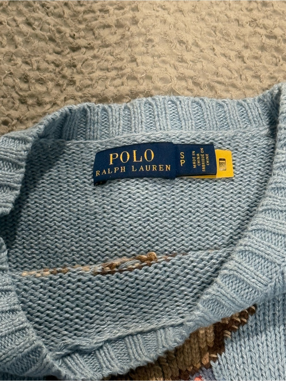 Ralph Lauren Light Blue Crewneck Sweater with Polo Bear - Picture 3 of 3